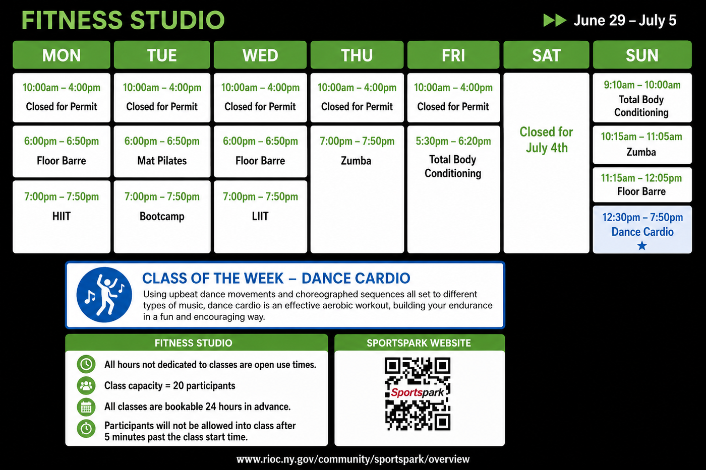 Fitness Classes Schedule